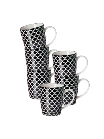 Ritzenhoff & Breker 6er Set Henkelbecher Takeo Swing 350 ml in schwarz-weiß