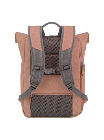 travelite Basics Rollup Rucksack 47 cm Laptopfach in rosa-grau