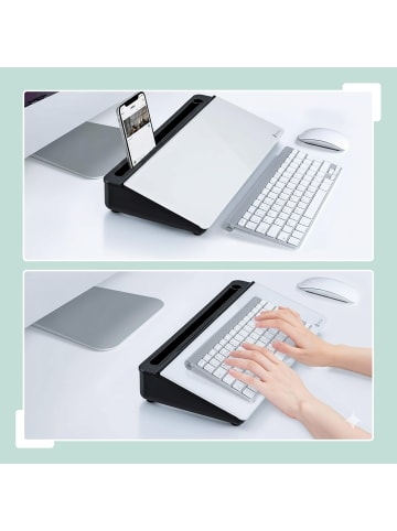 relaxdays Schreibtisch Organizer in Schwarz - (B)40 x (H)5,5 x (T)18 cm