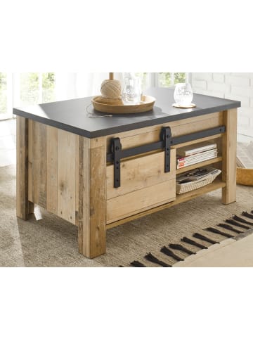 Furn.Design Couchtisch Used Wood hell, anthrazit, Beistelltisch mit Stauraum