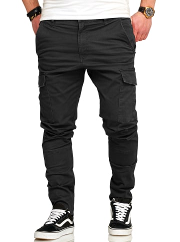 behype Cargohose - BHTROJAN Chino Jeans Hose Cargojeans Stoffhose in Schwarz