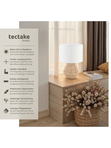 tectake Tischleuchte Lignea Lux aus Jute im Boho-Stil, 60W