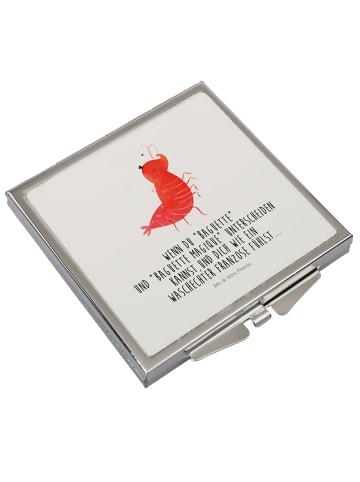 Mr. & Mrs. Panda Handtaschenspiegel quadratisch Garnele Franzose... in Weiß