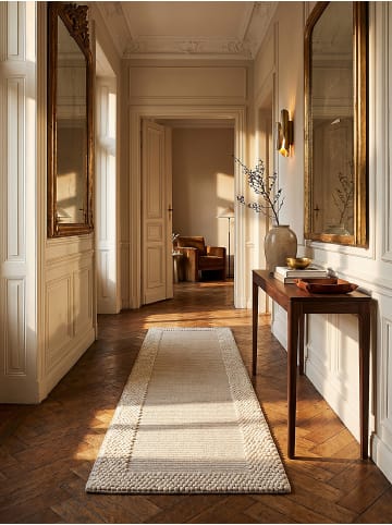 KADIMA DESIGN Teppich Wolle MOAT Bordüre Wohnzimmer Modern Wohnlich in Beige-Natur