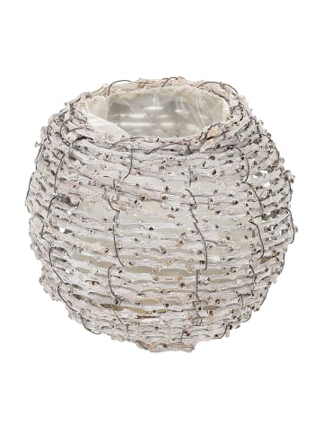 relaxdays 2 x  Blumentopf in Weiß/ Natur - (H)17 x Ø20 cm