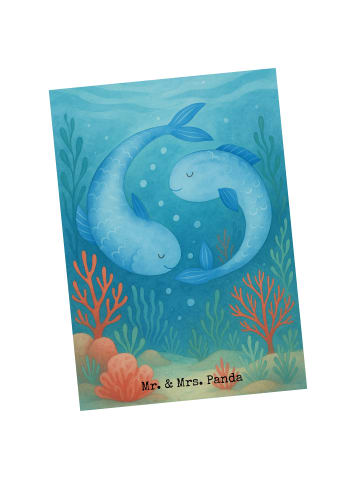 Mr. & Mrs. Panda Postkarte Sternzeichen Fische Design ohne Spruch in Weiß