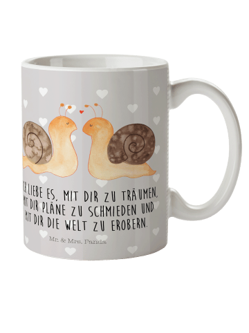 Mr. & Mrs. Panda Kindertasse Schnecken Liebe mit Spruch in Grau Pastell