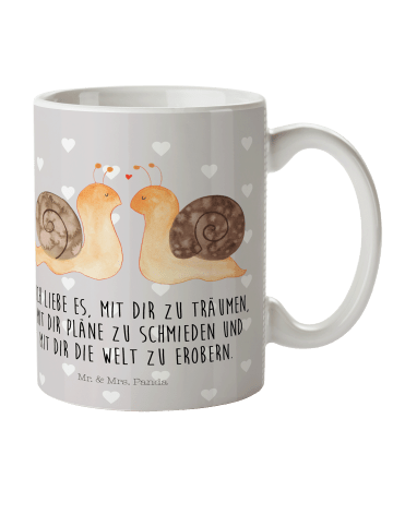 Mr. & Mrs. Panda Plastikbecher Schnecken Liebe mit Spruch in Grau Pastell