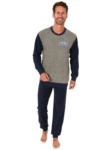 NORMANN Frottee Pyjama langarm Schlafanzug Bündchen - 49602 in anthrazit