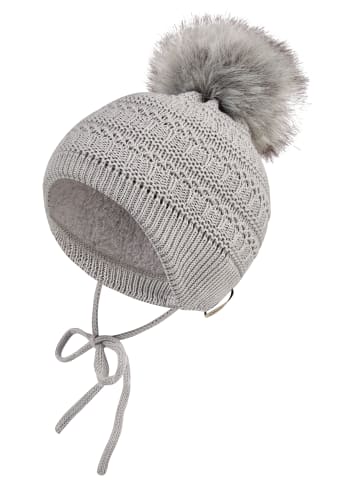 Sterntaler Strickmütze Pompon in rauchgrau