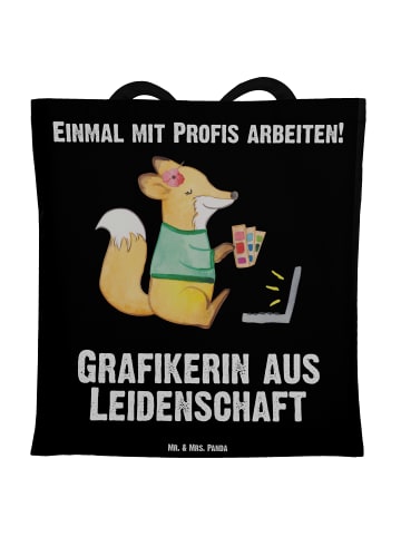 Mr. & Mrs. Panda Tote Bag Grafikerin Leidenschaft mit Spruch in Schwarz