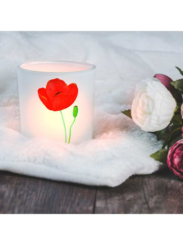 Mr. & Mrs. Panda glas kerzenhalter Blume Mohnblume ohne Spruch in Transparent
