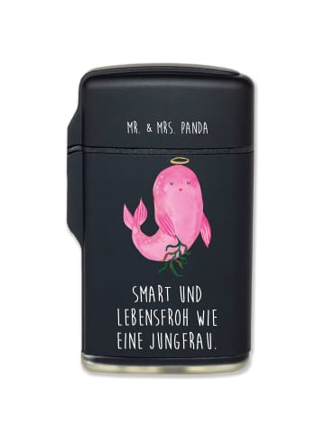 Mr. & Mrs. Panda Feuerzeug Sternzeichen Jungfrau mit Spruch in Schwarz