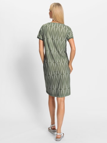 Heine Jerseykleid in khaki-ecru-bedruckt