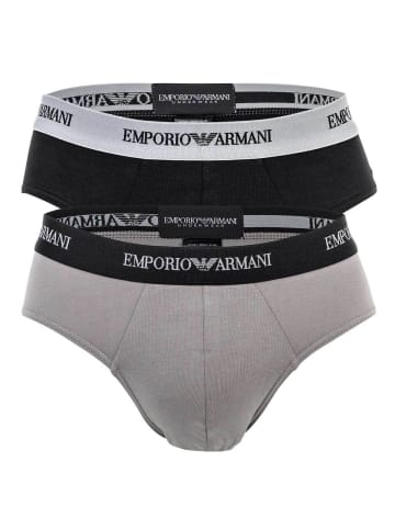 Emporio Armani Slip 2er Pack in Schwarz/Grau