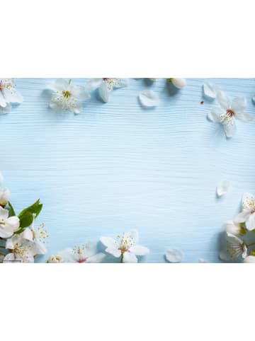 Tischsetmacher.de Tischset I Platzset "Apfelblüten auf hellblauem Hintergrund" 12 Stück aus Papier