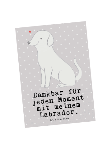 Mr. & Mrs. Panda Postkarte Labrador Moment mit Spruch in Grau Pastell