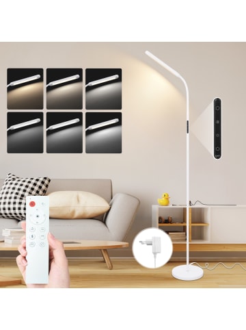 ZMH Stehlampe 137cm in weiß touch dimmbar Timer Bodenlampe