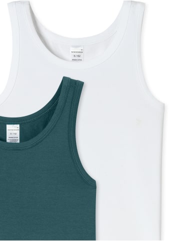 Schiesser Unterhemd 955 in weiß, grün