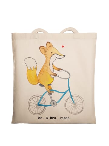 Mr. & Mrs. Panda Umhängetasche Fuchs Fahrrad fahren ohne Spruch in Creme
