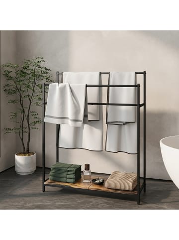 relaxdays Handtuchständer in Dunkelbraun/ Schwarz - (B)82 x (H)100 x (T)29 cm