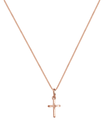 Elli Halskette 925 Sterling Silber Kreuz in Rosegold