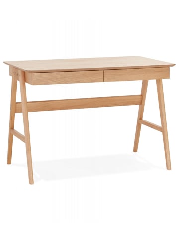 KADIMA DESIGN Eiche Schreibtisch SIROKO mit 2 Schubladen | Skandinavischer Stil in Beige