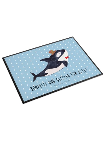 Mr. & Mrs. Panda schreibtischunterlage Orca Zylinder mit Spruch in Blau Pastell