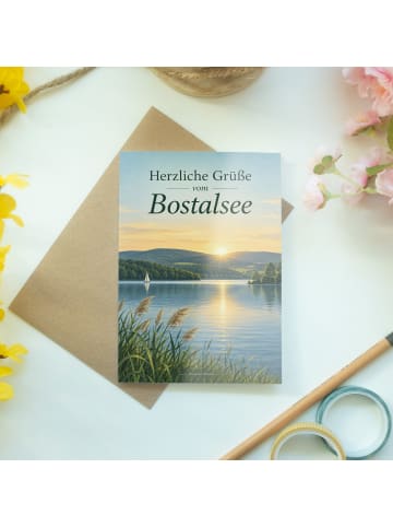 Grußkarte Landschaft ruhig Design mit Spruch in Weiß