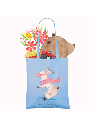 Mr. & Mrs. Panda Tote Bag Hase Skifahren ohne Spruch in Sky Blue