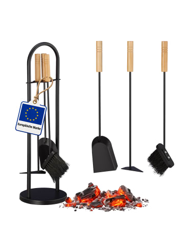 relaxdays 4er Set: Kaminbesteck in Schwarz