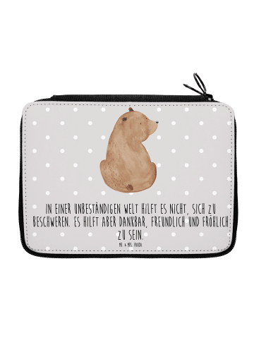 Mr. & Mrs. Panda Menschrmäppchen Bär Schulterblick mit Spruch in Grau Pastell