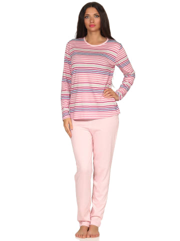 NORMANN Pyjama langarm Blockstreifen - 53505 in türkis