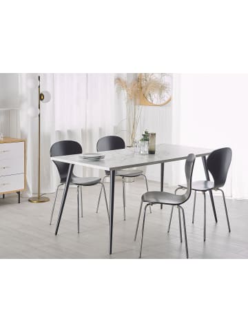 Beliani Esszimmertisch SANTIAGO in Weiß/Schwarz - (W) 80 x (H) 76 x (L) 160 cm