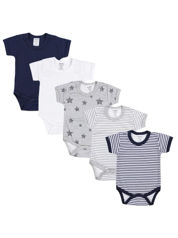TupTam Jungen Baby Body Kurzarm 5er Pack in grau/weiß