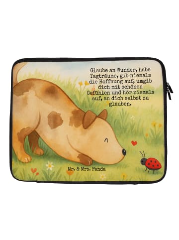 Mr. & Mrs. Panda Laptoptasche Hund Marienkäfer Design mit Spruch in Weiß