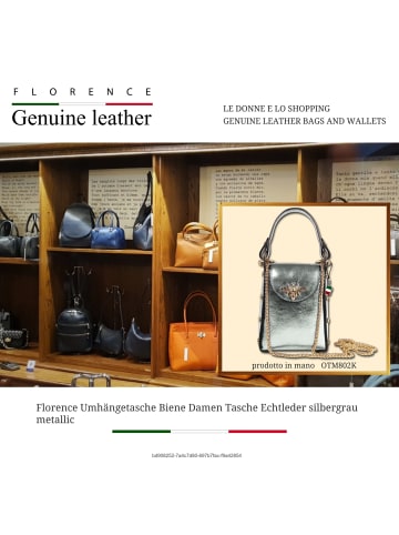 Florence Leder Umhängetasche Florence Tasche silbergrau metallic ca. 13cm