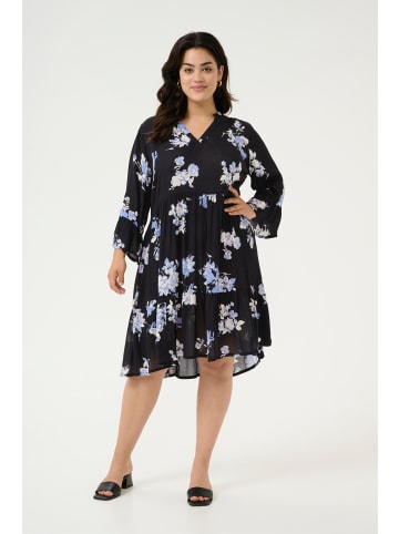 KAFFE curve Kleid KCedina Regular fit in Black / Blue Flower Print