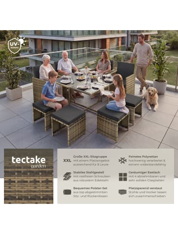 tectake Rattan-Gartenlounge für 4 bis 8 Personen, Inkl. Schutzhülle