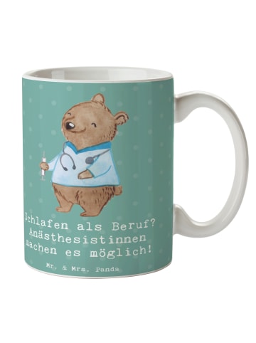Mr. & Mrs. Panda Kaffeetasse Anästhesistin Freude mit Spruch in Meeresbrise