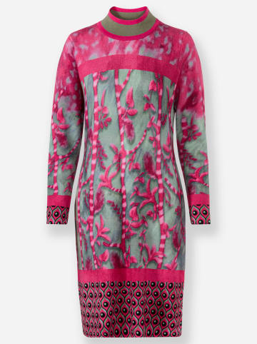 Heine Strickkleid in pink-khaki-gemustert