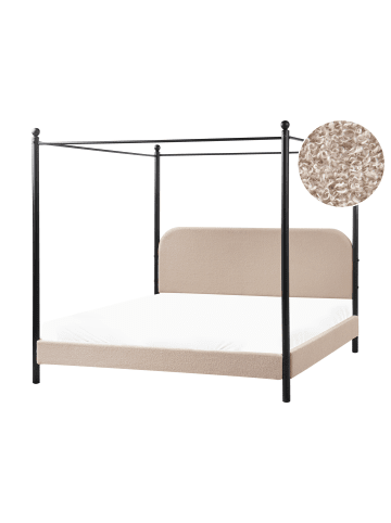 Beliani Himmelbett DANNEMOIS in Beige/Schwarz - (W) 190 x (H) 180 x (L) 211 cm