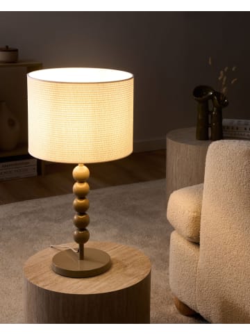 Beliani Tischleuchten LOKY in Beige/Weiß - (W) 30 x (H) 58 x (L) 30 cm