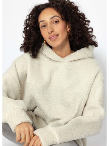 SASSYCLASSY Oversize Teddy Sweatshirt mit Kapuze in Offwhite