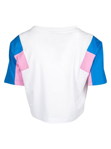 Urban Classics Cropped T-Shirts in wht/brightblue/coolpink