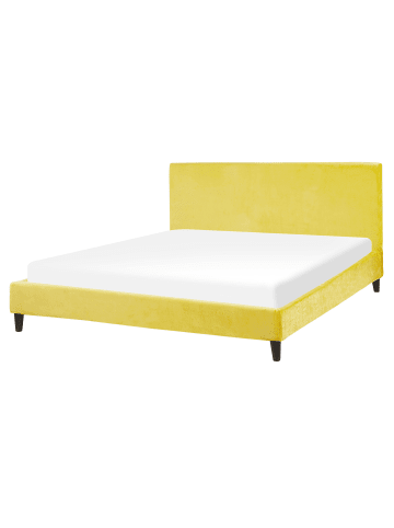 Beliani 3-tlg Doppelbett FITOU in Gelb/Braun