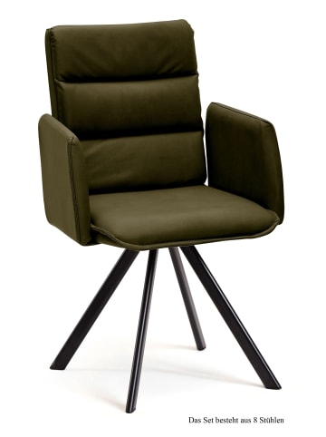 58 aufm Kessel ARMLEHNSTUHL (8er-Set) Debby 52x92x60 Schwarz/Khaki