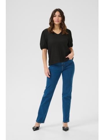 Kaffe Kurzarm-Bluse KAlisette Loose fit in Black Deep