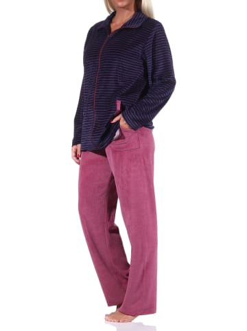 NORMANN Hausanzug Streifen Homewear Nicky Velvet - 69974 in marine