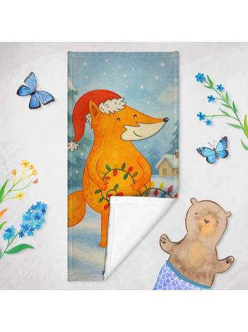 Mr. & Mrs. Panda Strandtuch Fuchs Weihnachten Design ohne Spruch in Eisblau